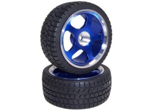 Komplettrad-Satz mit Reifen Alu 5-Speichen blau 2 Stück zu  RC Cars 1:10 - 811718B