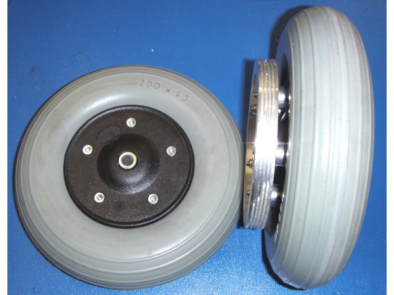 Vollgummirad 200x45mm mit Antriebspully, kugelgelagert, 10mm Nabe – Bild 2