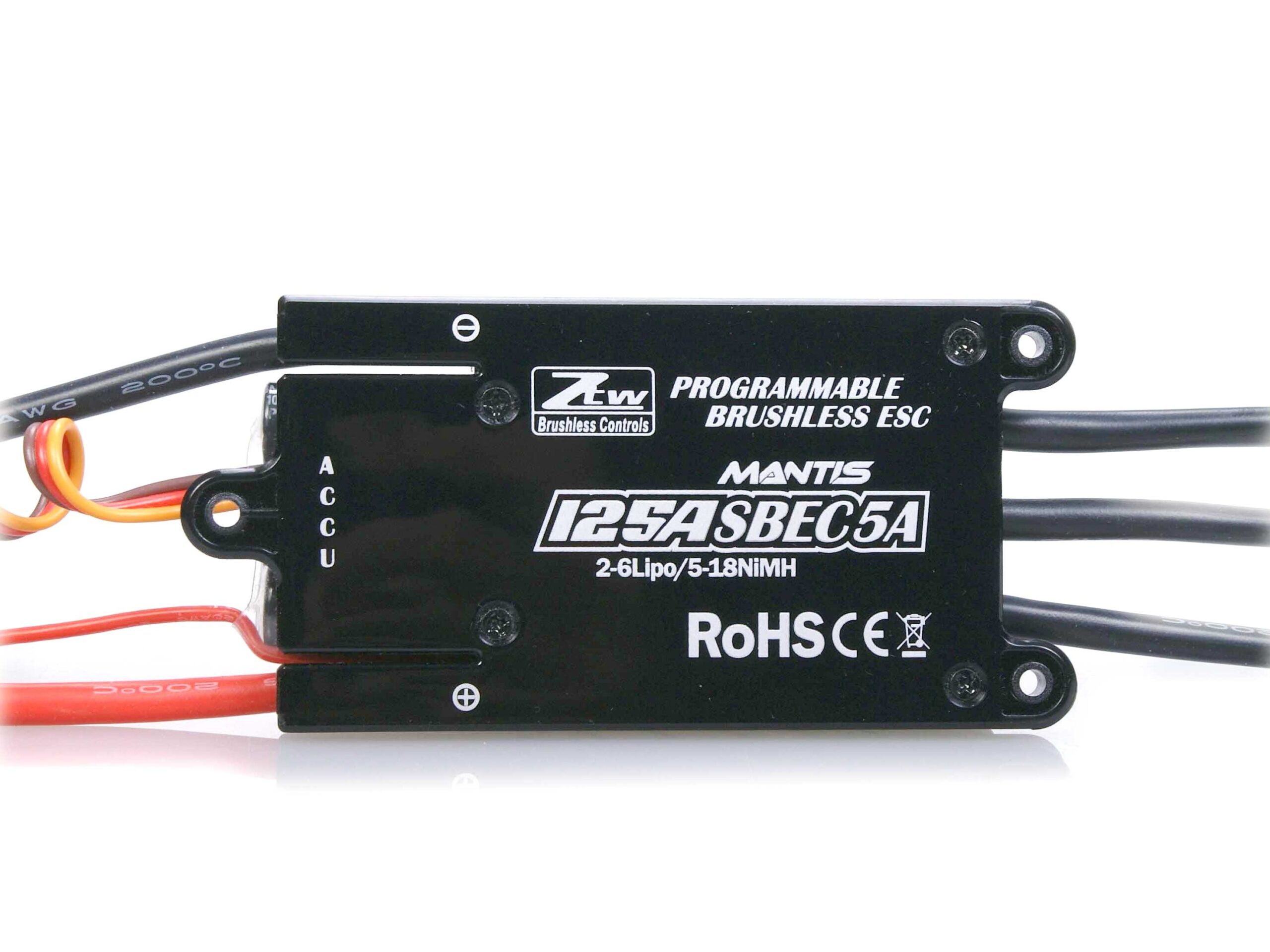 ZTW MANTIS 125A, 2-6S, BEC 5A, Brushless-Regler für Flächenmodelle