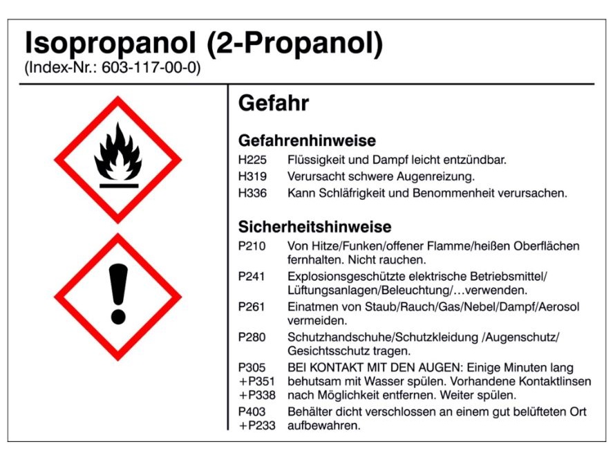 Isopropylalkohol Isopropanol - IPA - Lösungsmittel für Fette, Harze und Lacke, 1lt.