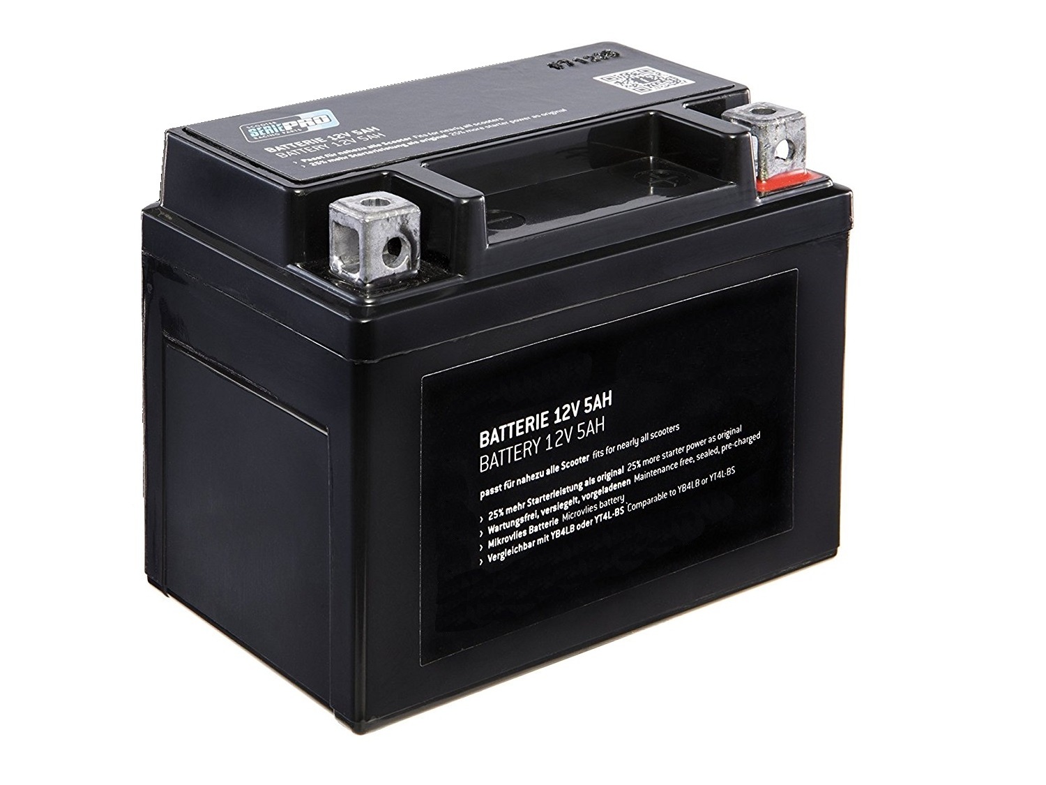 Starter-Batterie 12V, 5Ah für 50ccm Roller/Scooter SLA4L-BS/YTX4A-BS