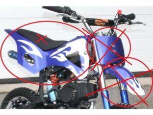 Sitz-Verschalung für Mini Cross Bike D7-23 49ccm, schwarz/weiss