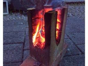 2er Set Finnenkerze / Schwedenfeuer - 24 x16 x 12 cm Holzfackel
