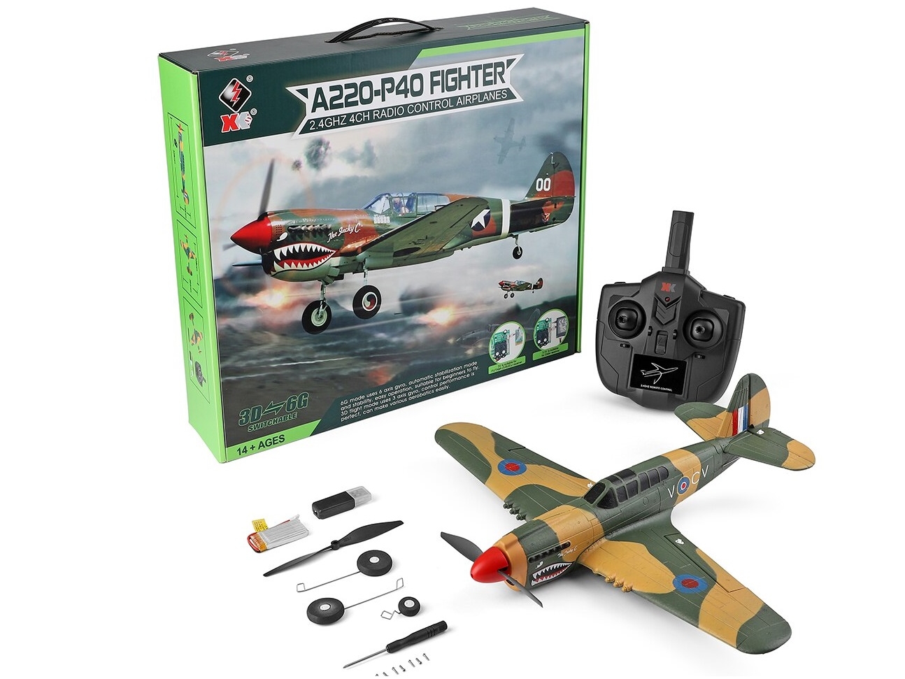 Curtiss P-40 / A220, Spw 384mm, RTF mit Gyro – Bild 5
