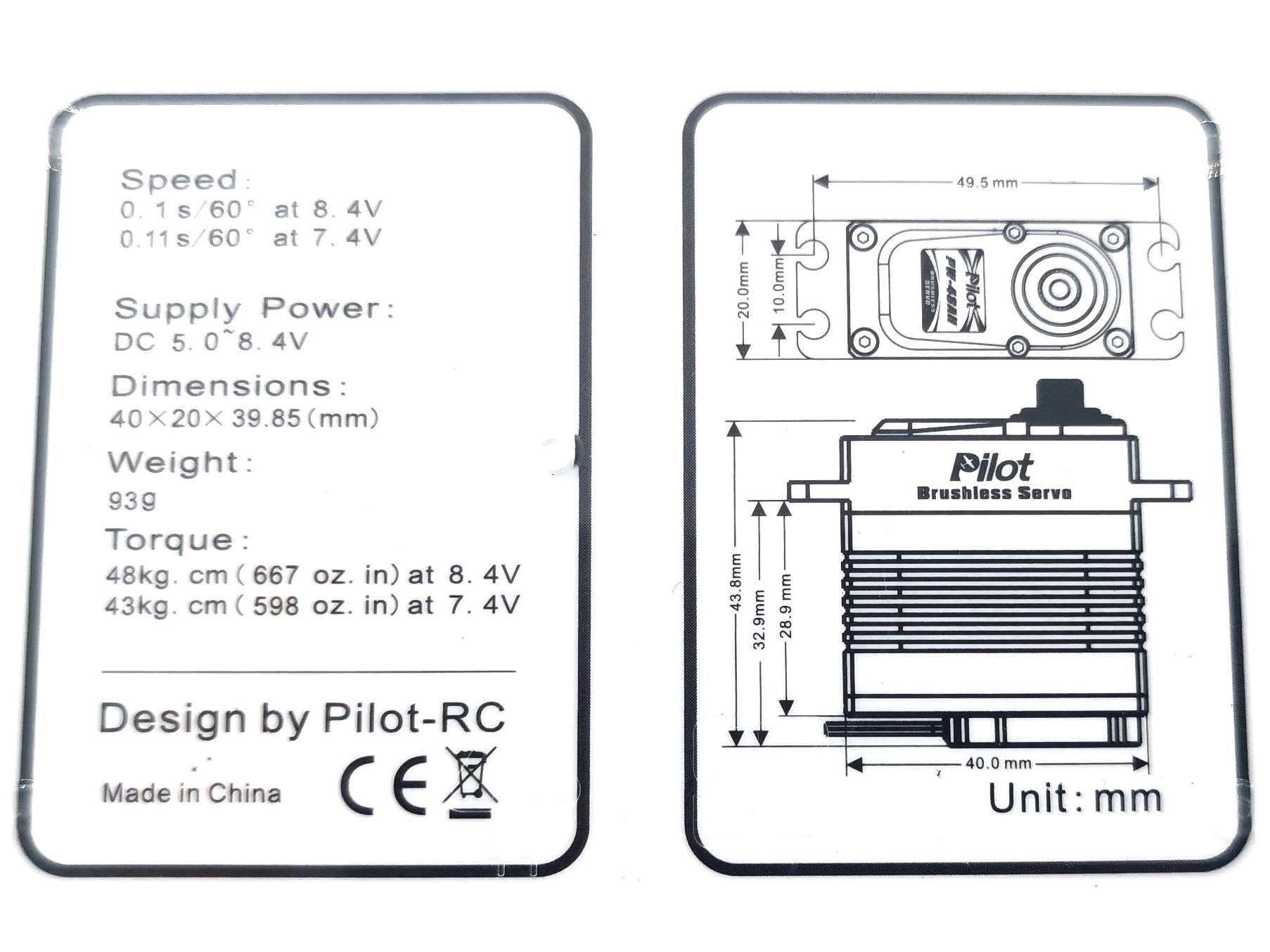 Digital Servo PW-48AH, HV/MG, 93gr, 48kg Stellkraft, Pilot-RC mit 170cm Kabel – Bild 6