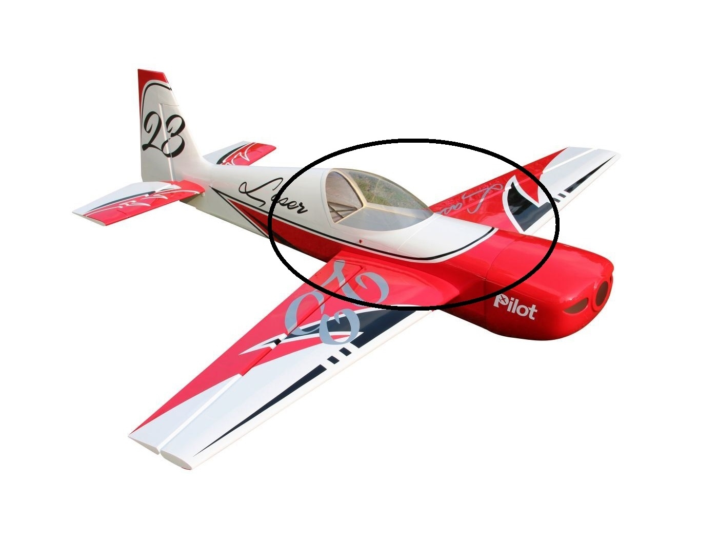 Kabinenhaube zu Laser 103, 80-120ccm, Spw 2610mm, PILOT-RC