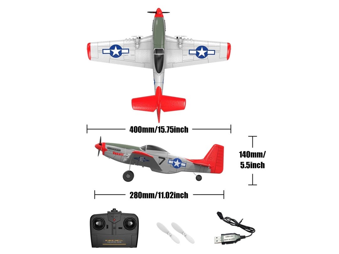 P-51D Mustang - 2-Kanal, Spw 400mm, RTF Komplett Set mit Gyro von Volantex – Bild 3