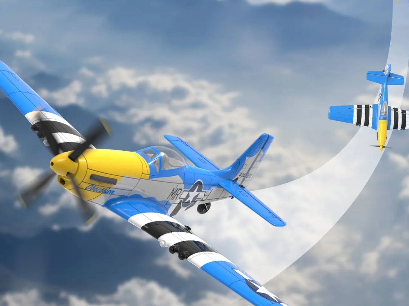 P-51D Mustang, Spw 400mm, RTF Komplett Set mit Gyro von Volantex – Bild 2