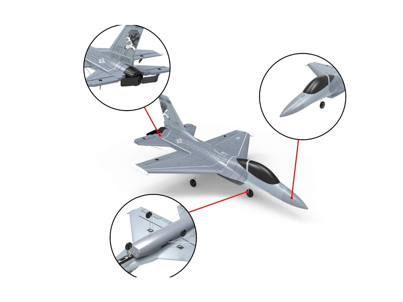 Falcon F-16, Spw 270mm, RTF Komplett Set mit Gyro von Volantex – Bild 3