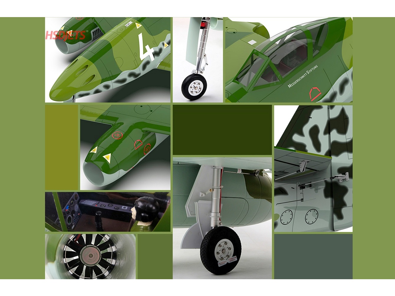 Messerschmitt Me 262, S-EDF 90mm Jet, Spw 1890mm, PNP-Set, HSDJets – Bild 5