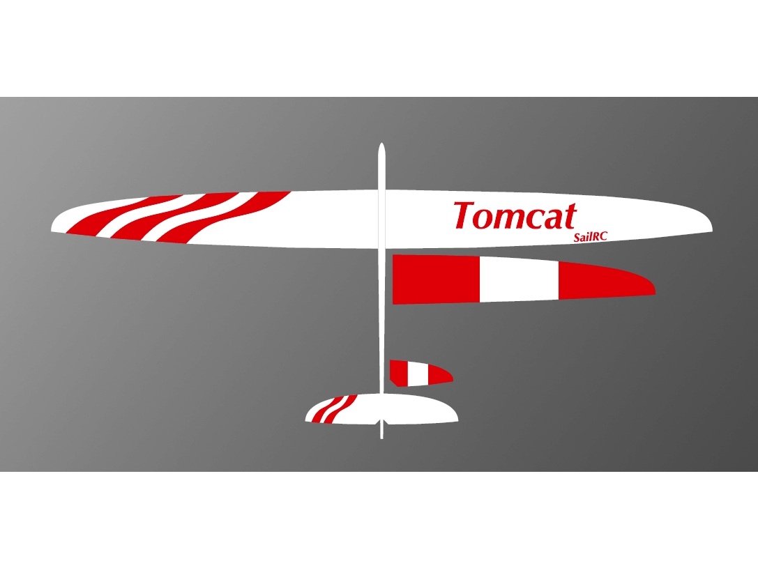 Tragflächen Weiss mit rotem Muster zu CFK Elektrosegler Tomcat, Spw 2600mm, RCRCM