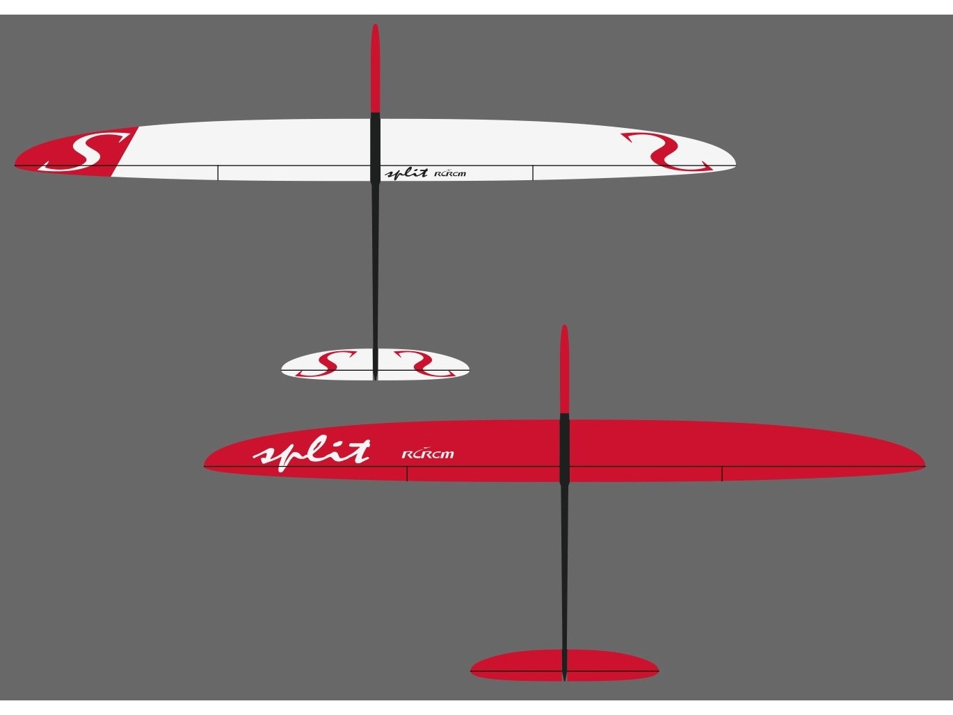 Voll CFK/Carbon Segelflugmodell Split V F3F, Spw 2840mm von RCRCM – Bild 2