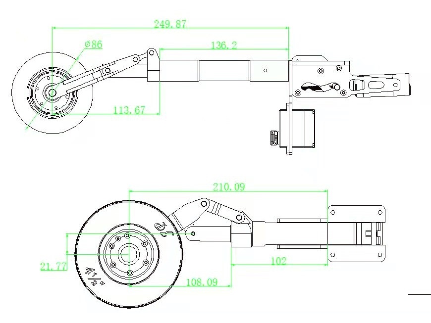 TopRC Model Einziehfahrwerk zu Trainer Jet Intro, Spw 2164mm – Bild 4