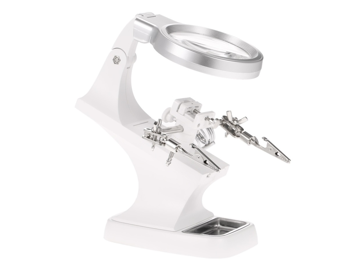 Helping Hand / Workstation, Multi Löthilfe - Halterung mit Lupe und LED Leuchte – Bild 2