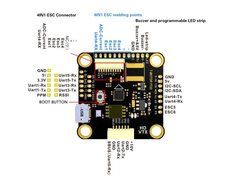 T-Motor F7 HD Flightcontroller mit OSD - 2-6S - DJI HD Version – Bild 4