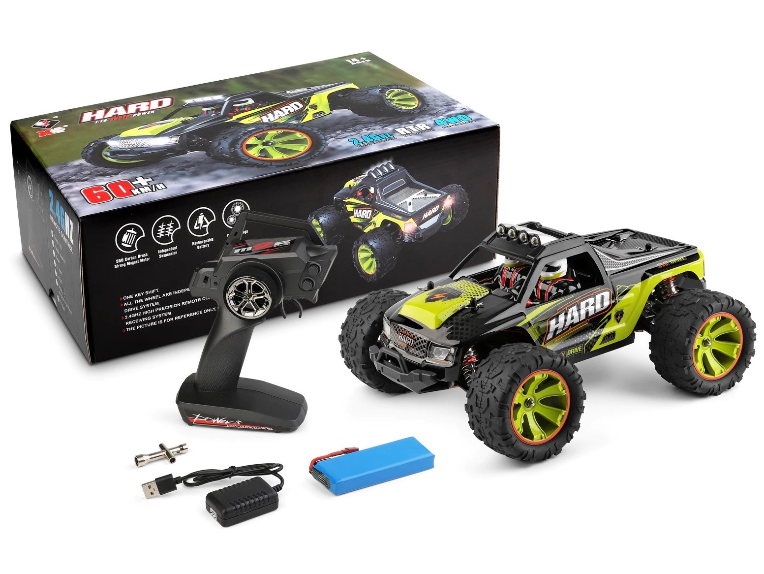 WLToys RC Monster Truck HARD 144002 - 4WD RC-Car 1:14 RTR-Komplett-Set