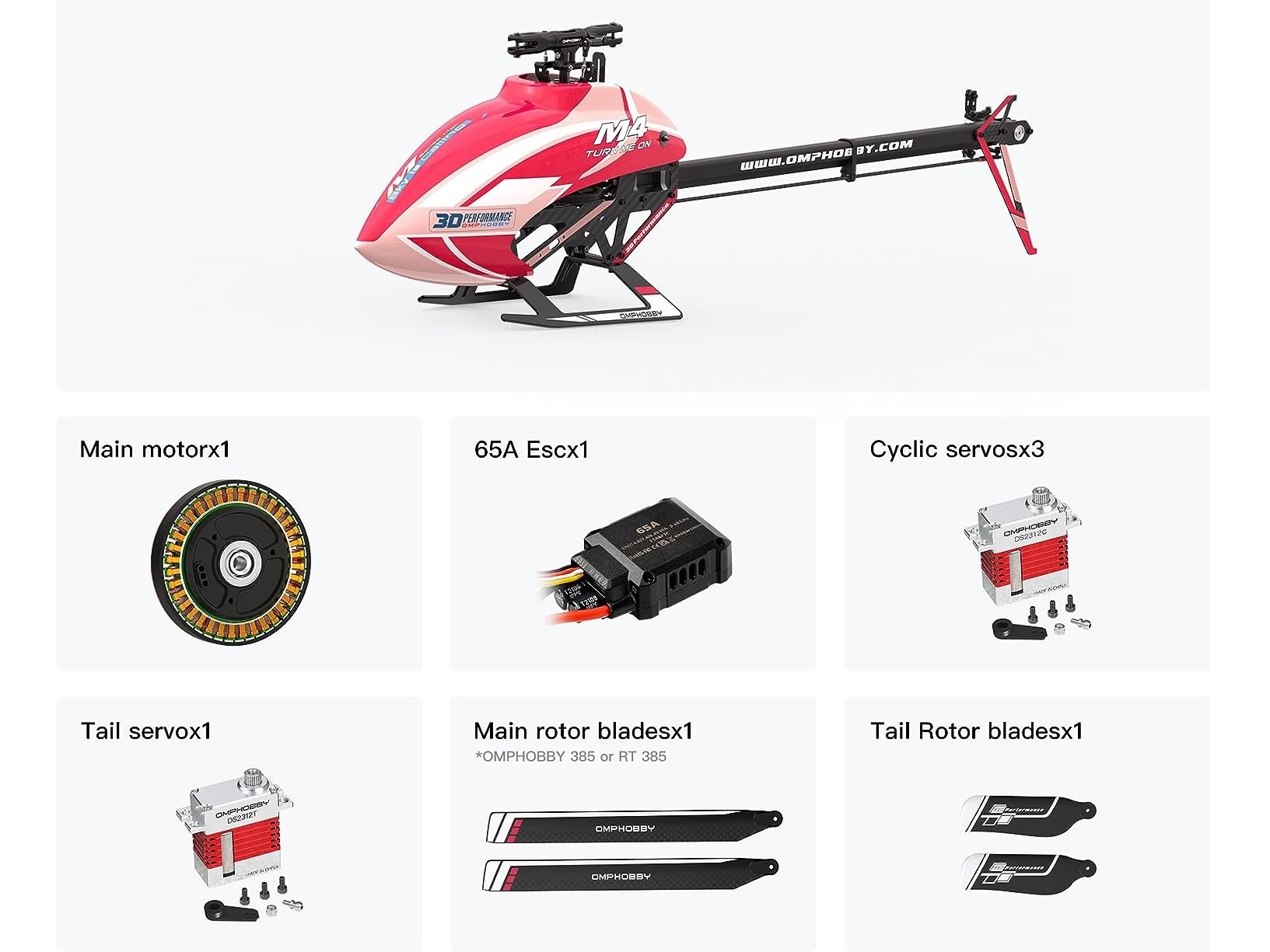 Helikopter M4 im PNP-Set - rot - OMPHobby / OSHM0405P – Bild 6