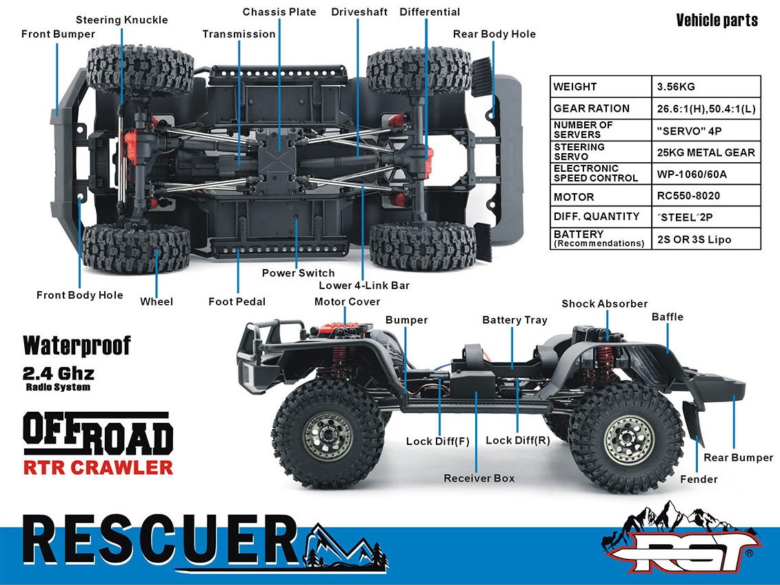 RGT-Racing Off-Road Truck Rescuer - weiss - 1:10 - 4WD - im A-RTR-Set – Bild 5