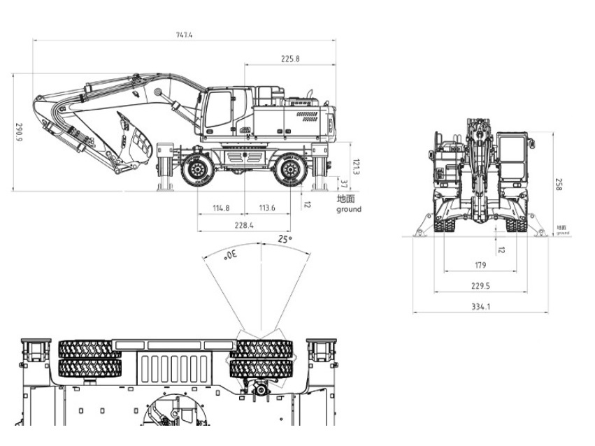 Lesu Radbagger - Mobil-Bagger / Schaufelbagger 1:14 Bausatz – Bild 4