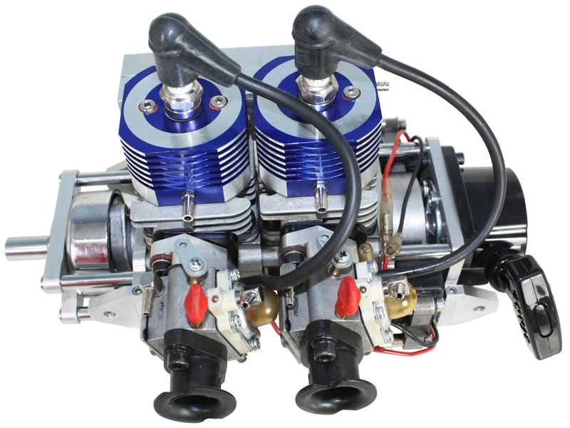 High Power 2-Zylinder-Benzinmotor 52ccm für Modellboote 2E34CM – Bild 2