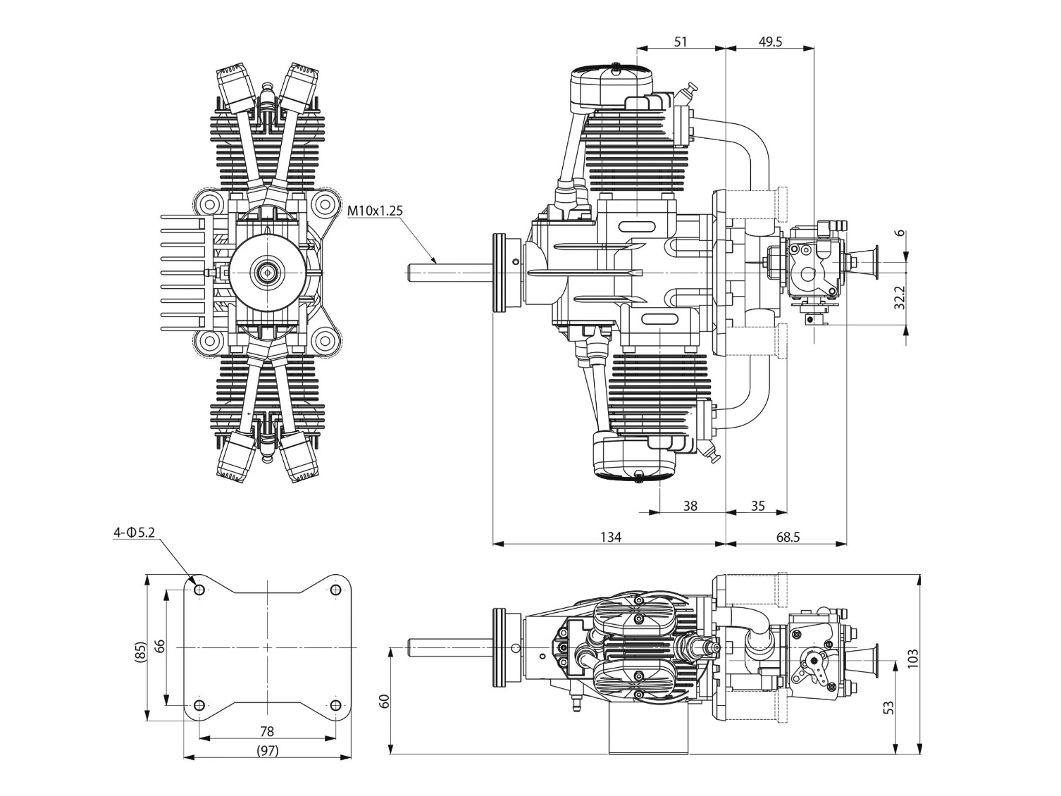 Saito FG-61TS Benzinmotor / Boxermotor 60.9ccm – Bild 5