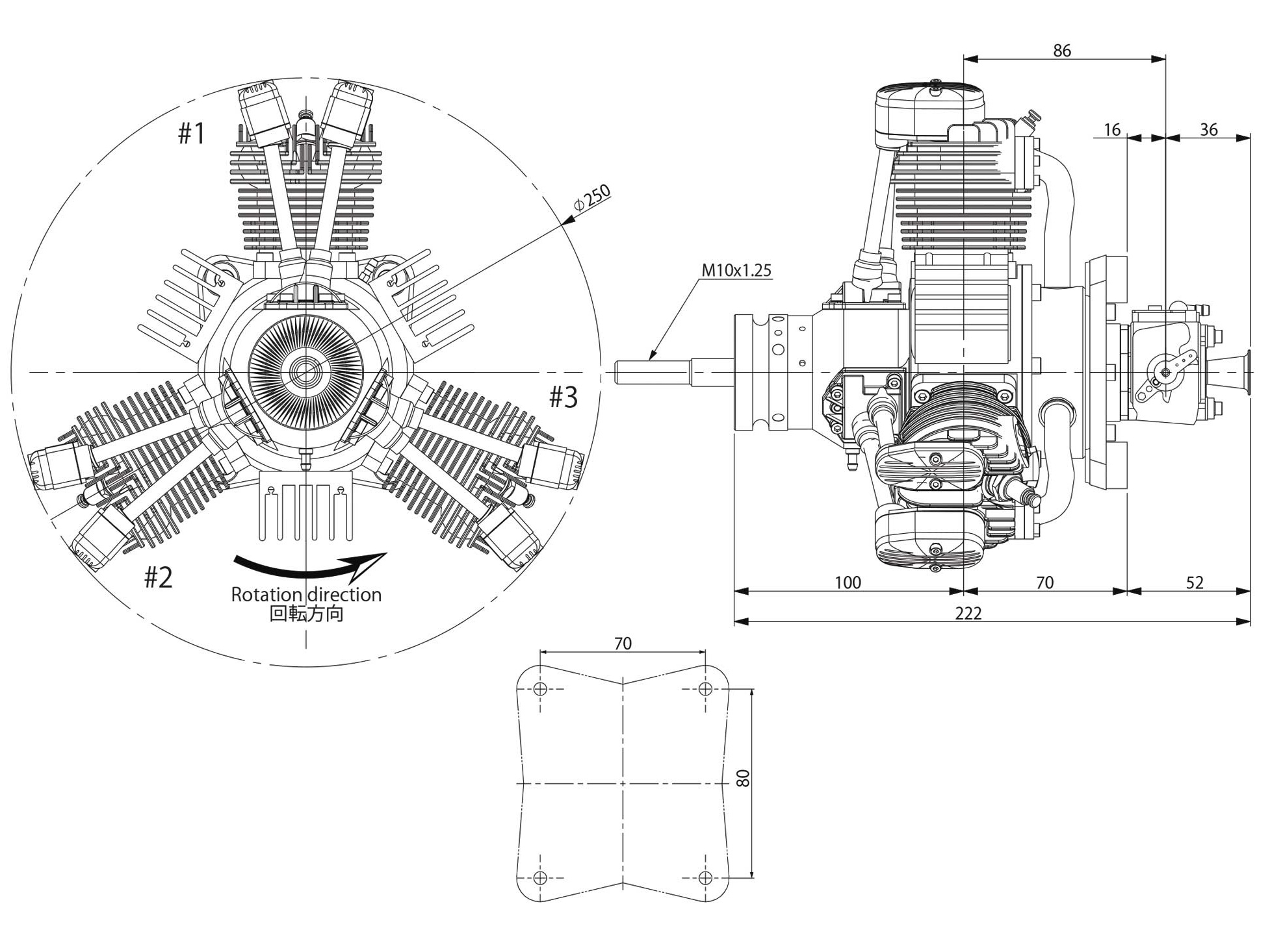 Saito FG-90R3 Benzinmotor / Sternmotor 89.99ccm – Bild 4