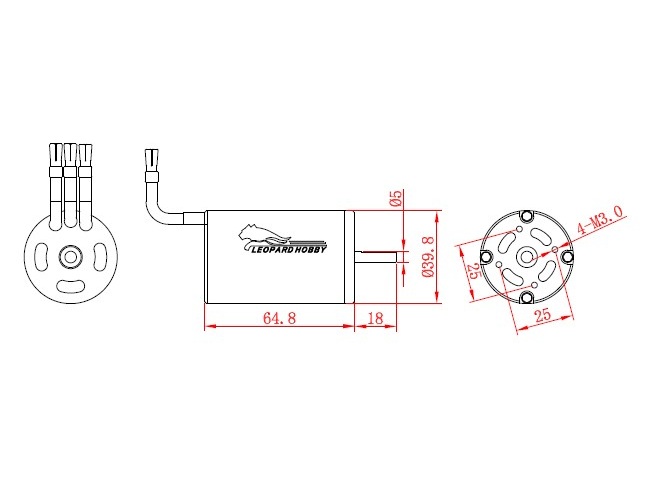 Leopard Brushless Inrunner Motor LBP4065-B/4Y, 1400KV, 4-Pole – Bild 3