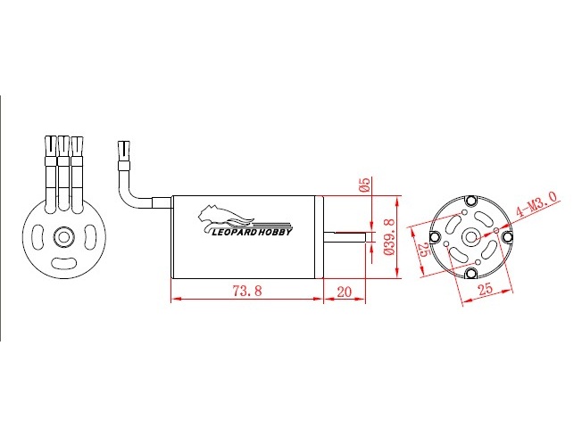Leopard Brushless Inrunner Motor LBP4074-B / 2.5Y, 2000KV, 4-Pol, volle Welle – Bild 3