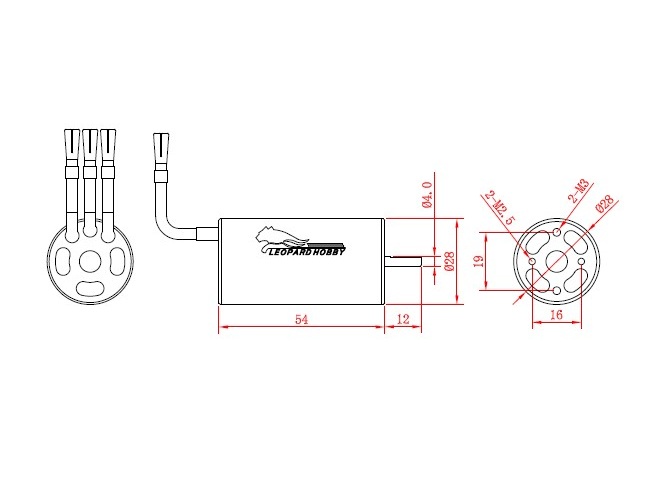 Leopard Brushless Inrunner Motor LBP2850-B / 4.5Y 1600KV, 4-Pol – Bild 3