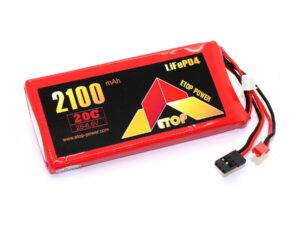 Etop LiFePo4 Akku 2S / 6.6V, 2100mAh - 20C, JST/JR Stecker - 108x50x10 mm