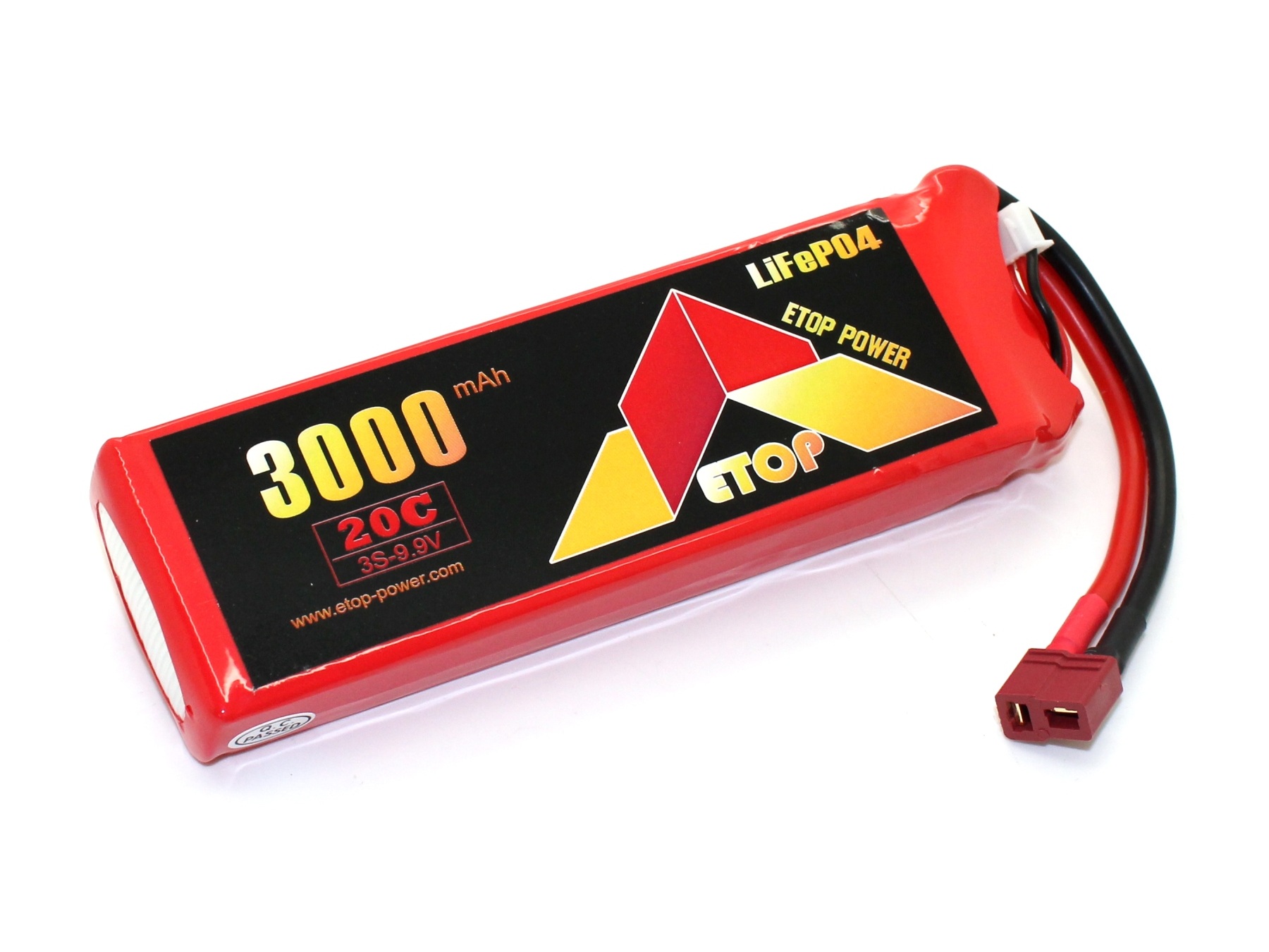 Etop LiFePo4 Akku 3S / 9.9V, 3000mAh - 20C, T-Plug