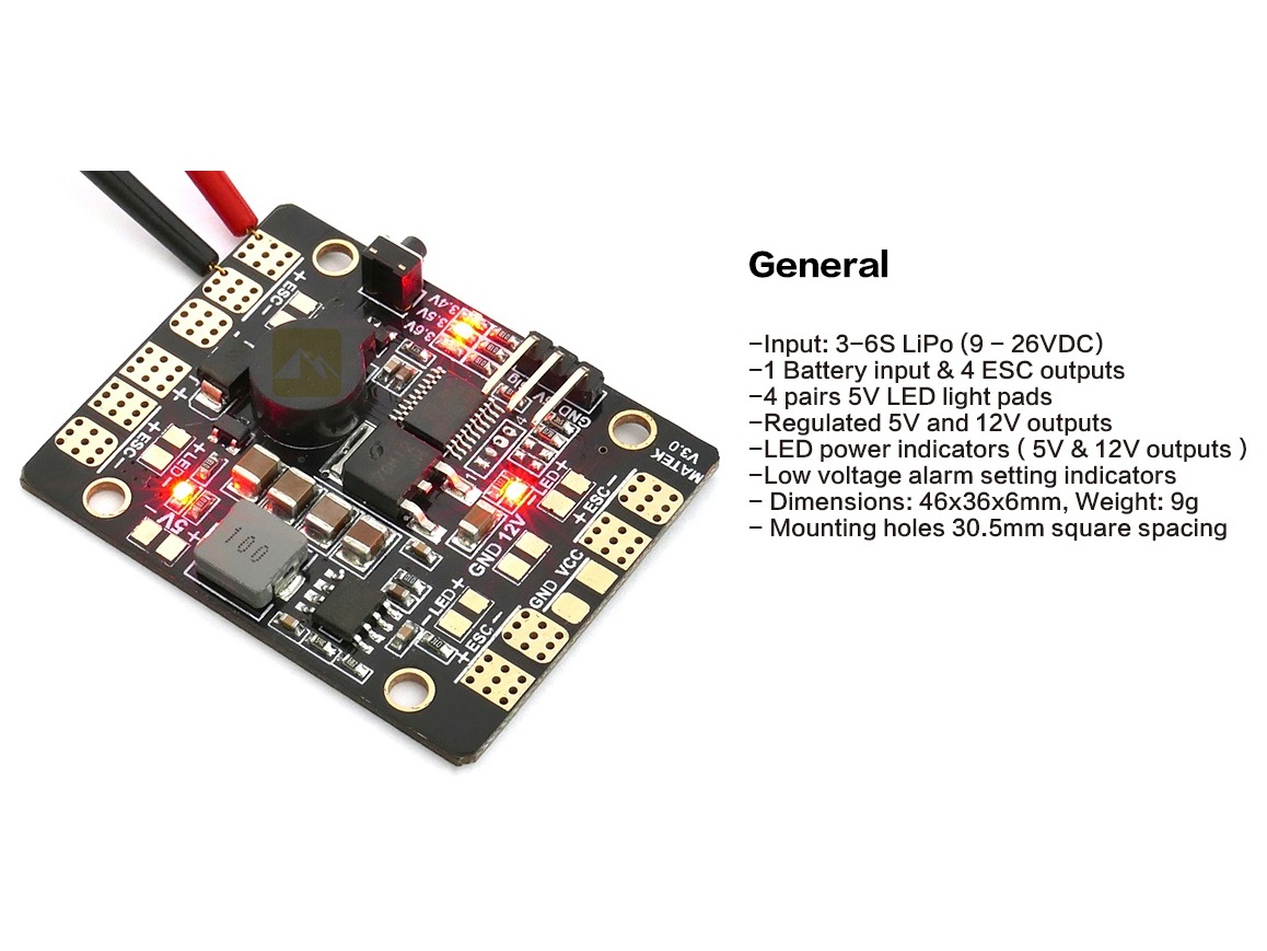 Matek PDB Verteilerplatine V3 - BEC 3A - 5V/12V - 5-in-1 HUB – Bild 2