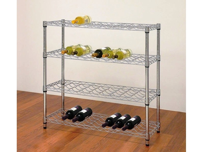 Stahldraht-Chrom-Weinregal 99x122x36cm 48 Flaschen - HxBxT