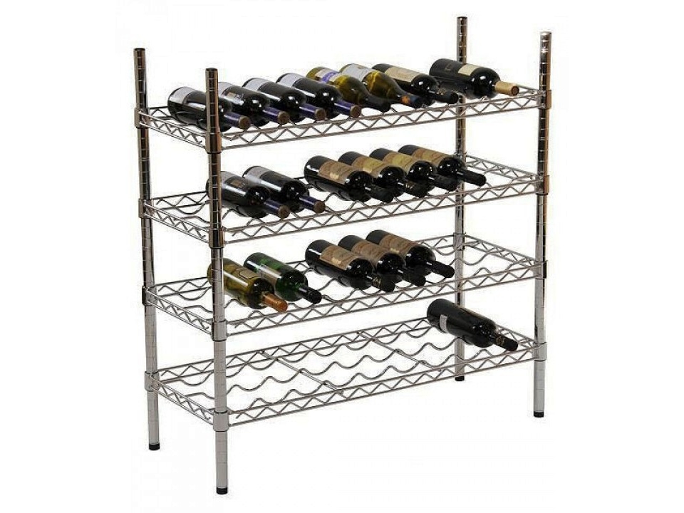 Stahldraht-Chrom-Weinregal 99x122x36cm 48 Flaschen - HxBxT – Bild 2