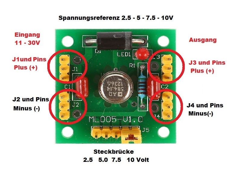 Referenzspannungsmodul 4-Kanal - AD584JH, 2.5V, 5V, 7.5V, 10V – Bild 3