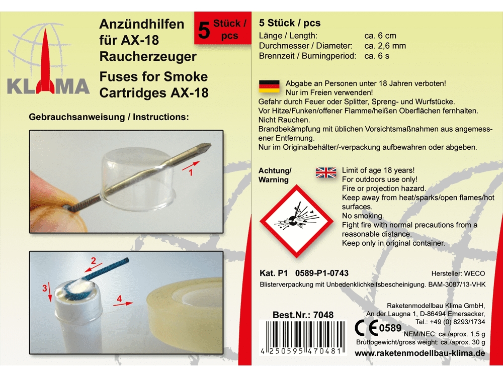 Anzündhilfen AX-18 - Rauchpatrone - 5er-Set – Bild 2