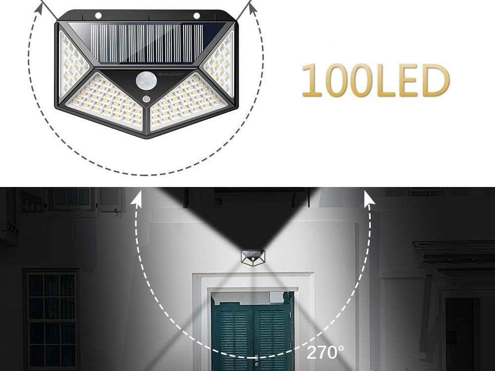 LED Solar Wandleuchte Wegbeleuchtung mit Bewegungsmelder 100LED – Bild 2