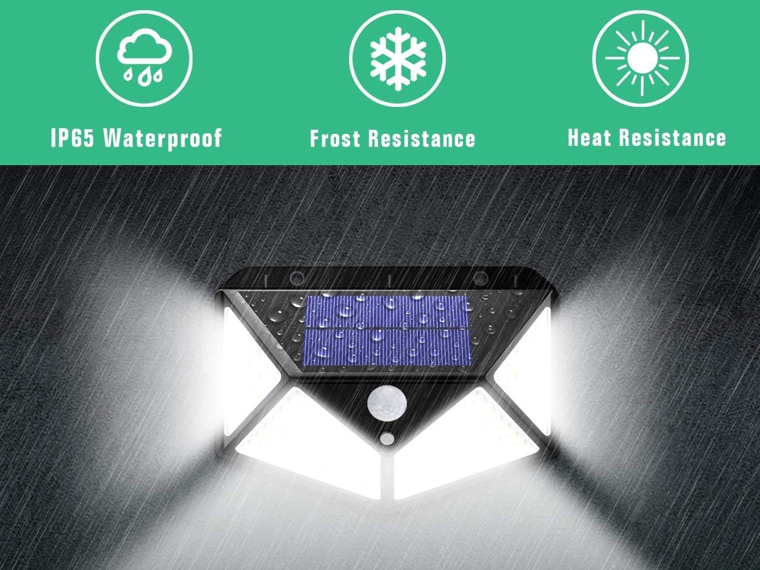 LED Solar Wandleuchte Wegbeleuchtung mit Bewegungsmelder 100LED – Bild 3