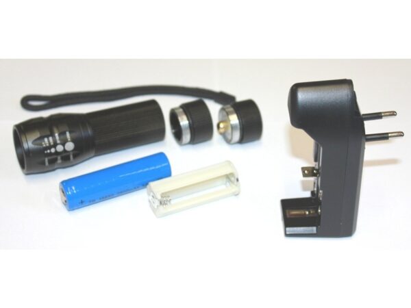 High Power LED CREE 3W Alu Taschenlampe mit Akku und Ladegerät – Bild 2