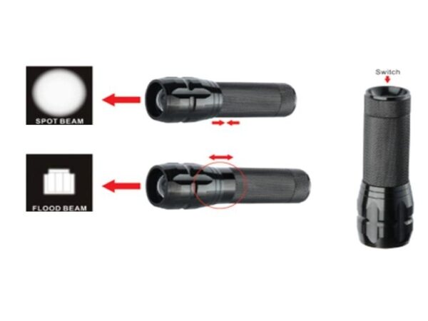 High Power LED CREE 3W Alu Taschenlampe mit Akku und Ladegerät – Bild 4