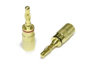 Lautsprecher / LS-Bananenstecker Paar mit vergoldetem Gehäuse 4mm