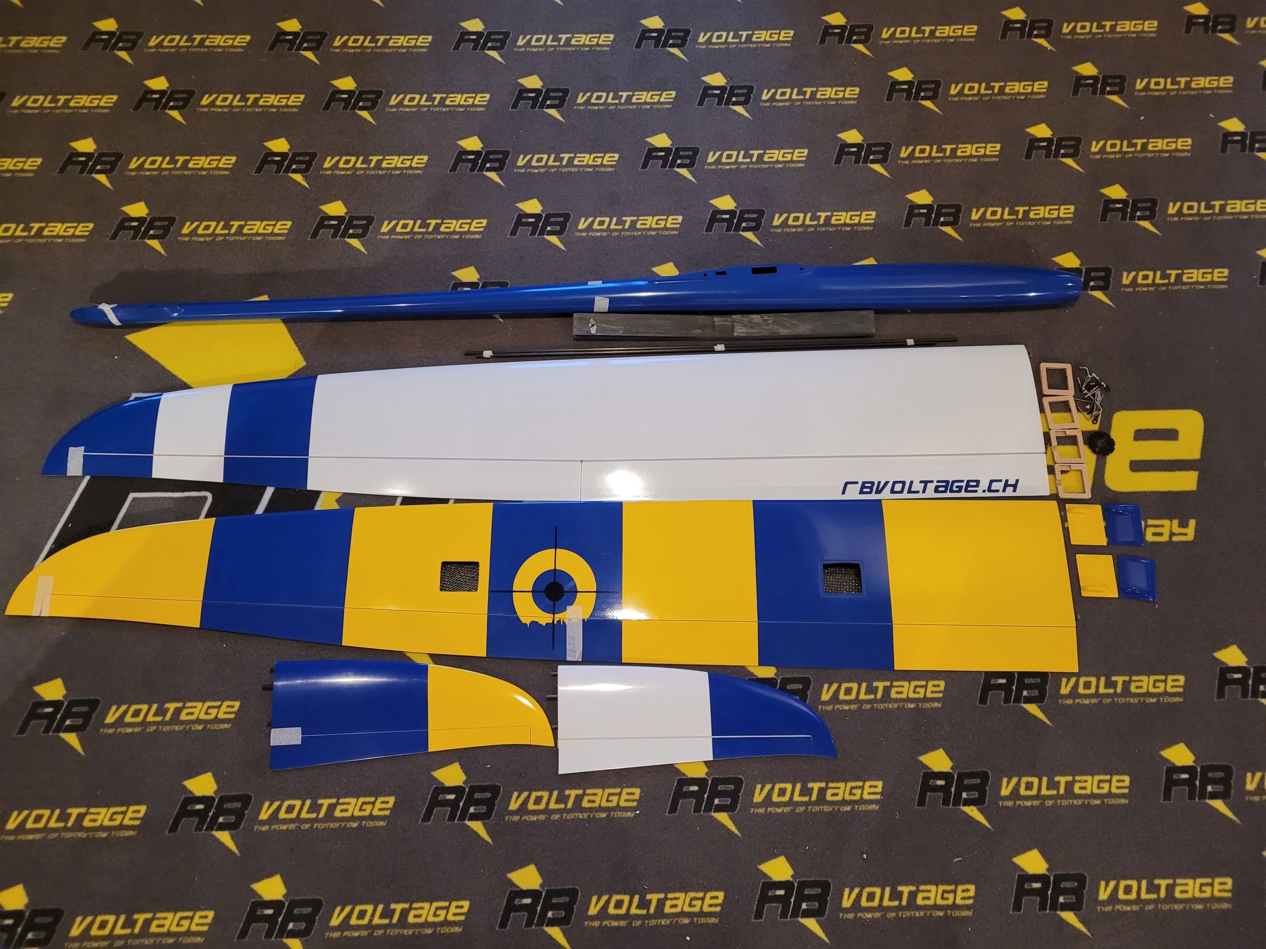 Shooter Hang-Segelflugzeug Spw 2800mm Voll CFK - blau gelb – Bild 4
