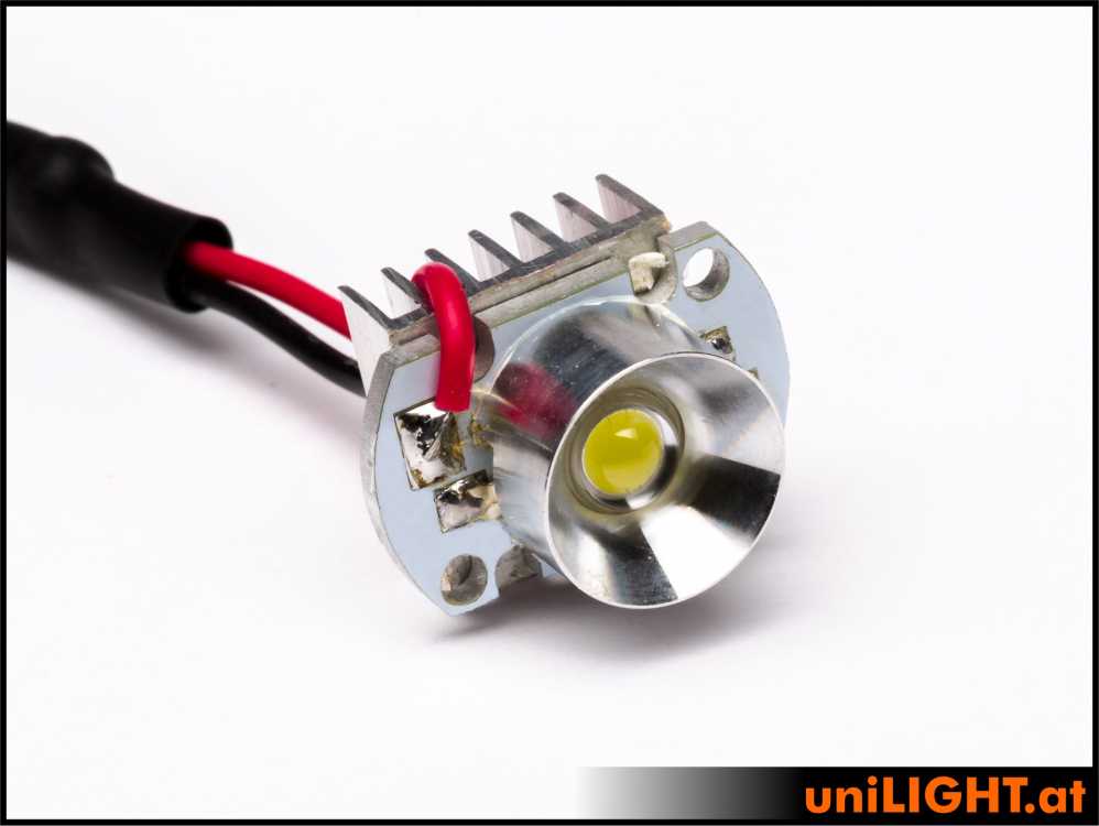 uniLIGHT 12mm Alu-Scheinwerfer, 4W, KURZ - warmweiss + Wärmeleitkleber
