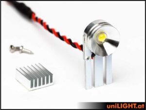 uniLIGHT 16mm Fahrwerk-Scheinwerfer, 8Wx2 - weiss + Wärmeleitkleber