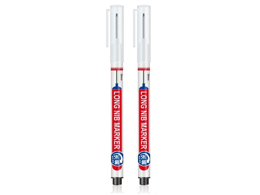 Bohrlochmarker - Permanent-Marker, extra lange Spitze - schwarz - 2er-Set