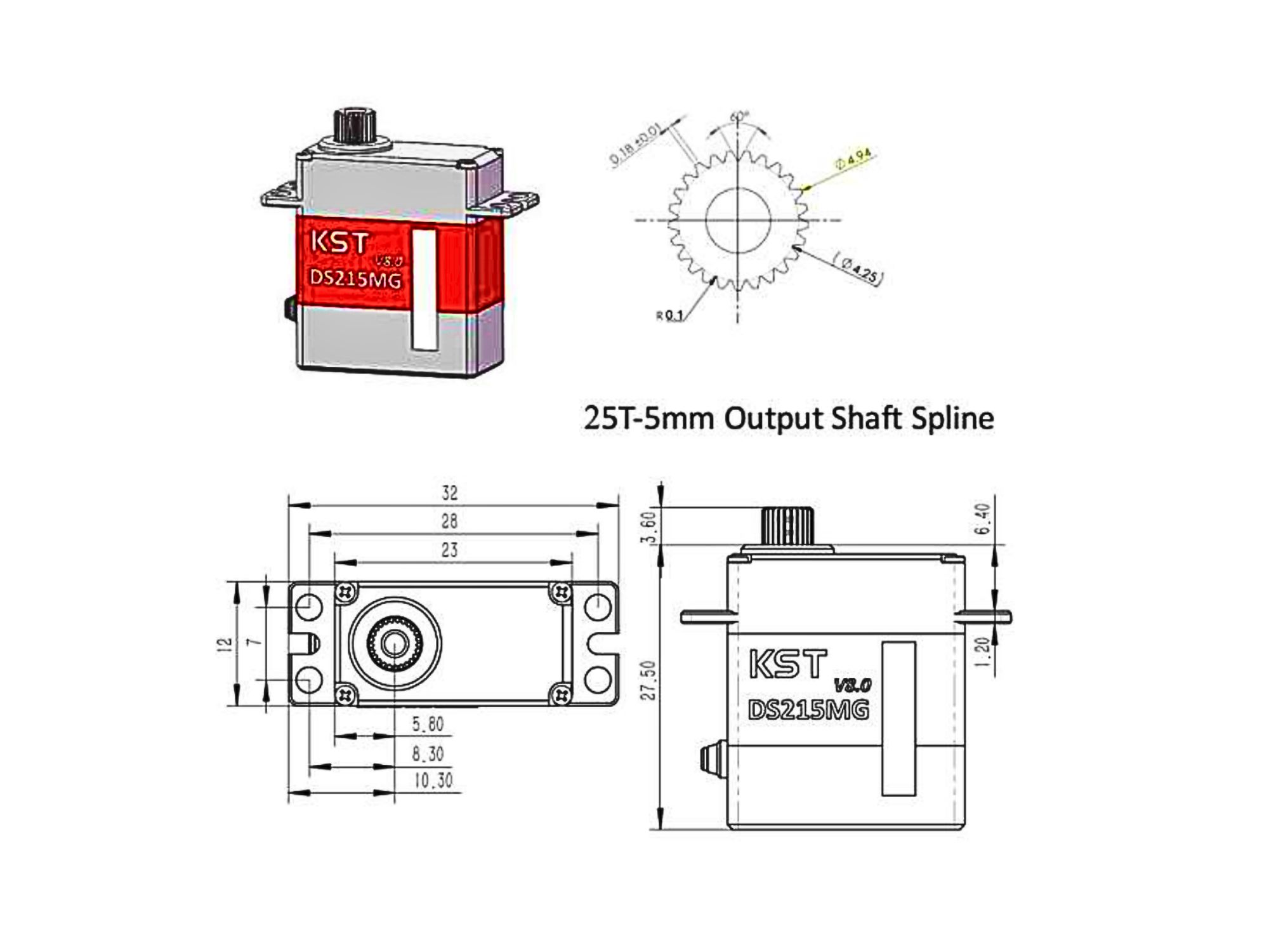 KST Servo DS215MG V8.0 HV Digital Micro Servo 12mm - 4.0kg – Bild 5