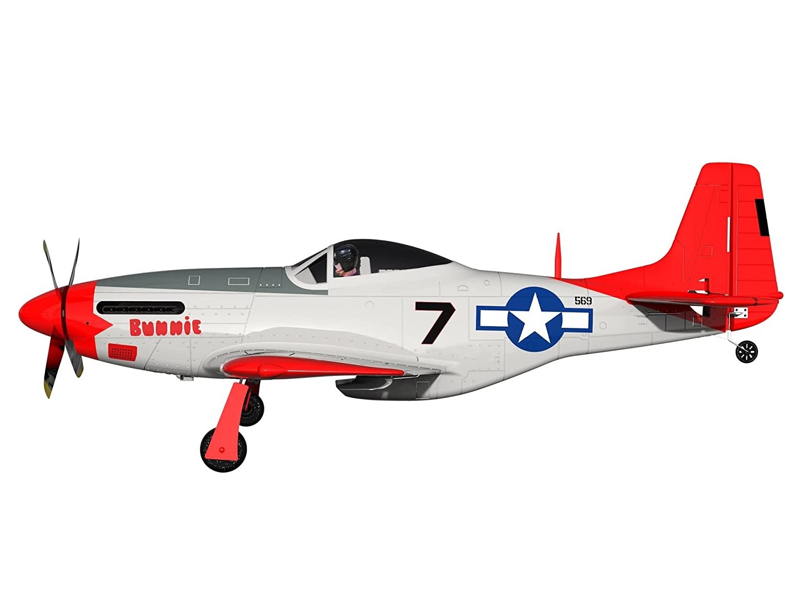 P-51D Mustang, Spw 750mm, RTF Komplett Set mit Gyro von Volantex – Bild 3