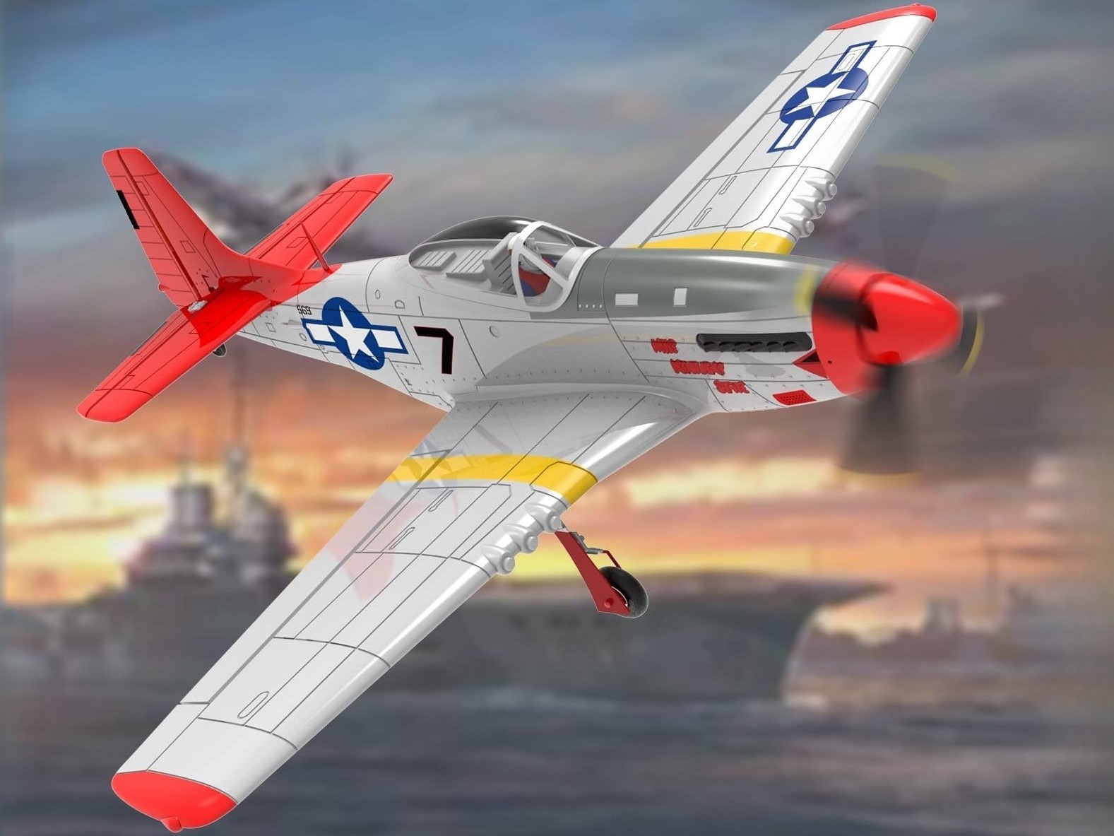 P-51D Mustang, Spw 750mm, RTF Komplett Set mit Gyro von Volantex – Bild 5