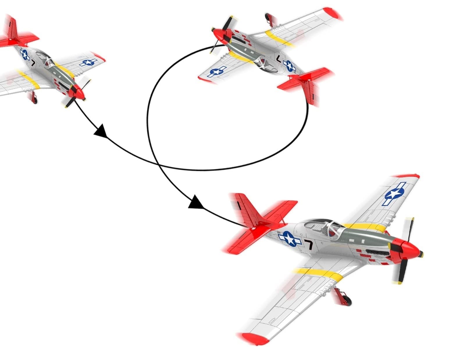 P-51D Mustang, Spw 750mm, RTF Komplett Set mit Gyro von Volantex – Bild 6