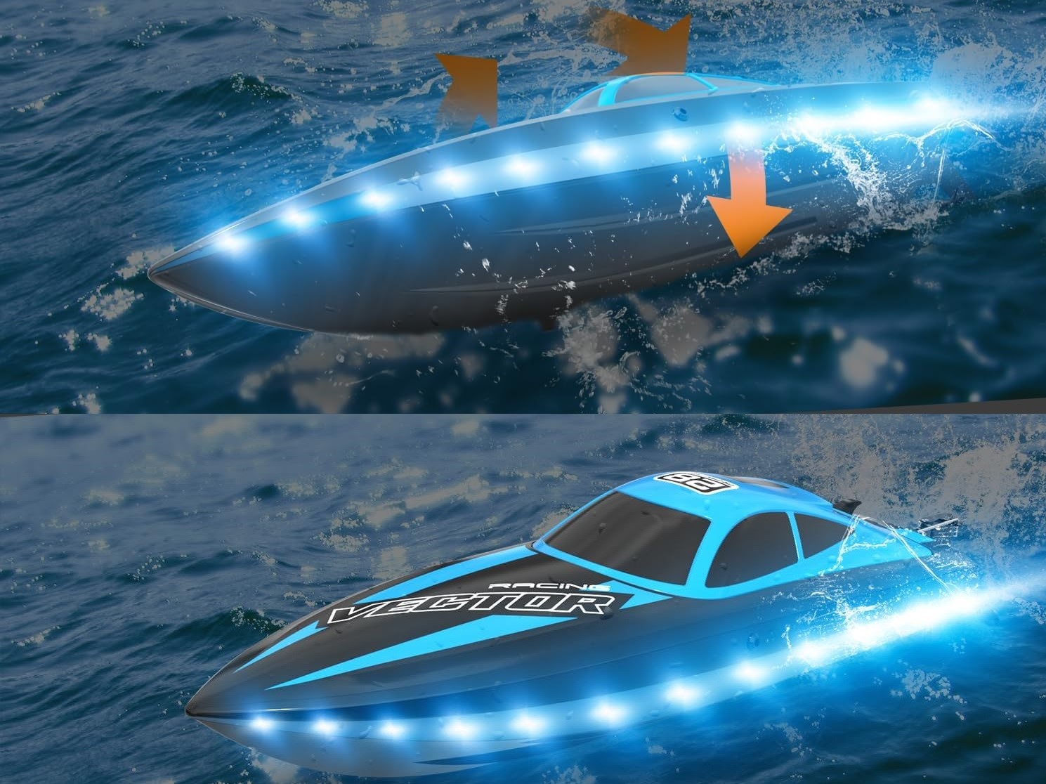 Brushed Rennboot Vector Lumen LED - RTR-Set - Volantex – Bild 3